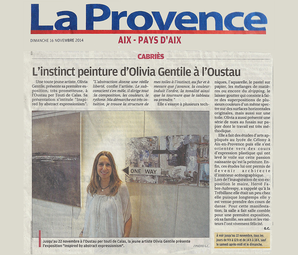 L&rsquo;instinct peinture d&rsquo;Olivia Gentile à l&rsquo;Oustau